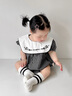 GOBABYGO丹麥兒童運動襪嬰幼兒襪子春夏款男女童中筒襪寶寶防滑透氣襪子 米白-黑條紋 1雙 6-12月 曬單實拍圖