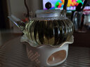瓷牌茗茶具（cipaiming teaset）玻璃茶壺耐高溫家用煮茶器防燙提梁壺茶托整套現(xiàn)代輕奢高檔溫茶器 透明菊瓣提梁白描金玲瓏荷葉臺(tái)匙 曬單實(shí)拍圖