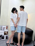 莫代爾夏季純棉情侶短袖睡衣薄款男女士夏天卡通家居服套裝 SY2103-04 M 女+男L 曬單實(shí)拍圖