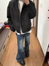 主意范（ZHUYIFAN）夾克男三防美式飛行春秋穿搭一整套立領(lǐng)棒球服外套短款工裝沖鋒衣 黑色夾克 XL 130-150斤 曬單實(shí)拍圖