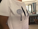 羅蒙（ROMON）高品質(zhì)桑蠶絲夏季新款印花t恤短袖女白色半袖體恤真絲寬松上衣潮 白色 五棵小樹(shù) 2XL 140-160 曬單實(shí)拍圖