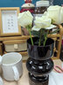 妙奕嘉花瓶玻璃插花瓶水晶客廳擺件ins簡(jiǎn)約北歐輕奢風(fēng)大口徑創(chuàng  )意大花瓶 歐式奶油風(fēng)花瓶【黑色】 18cm 曬單實(shí)拍圖