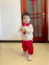 幼歌（YOUGE）嬰幼兒草莓女孩甜美POLO領(lǐng)衛(wèi)衣活力軟彈休閑衛(wèi)褲套裝潮 草莓紅褲子（66-90兩用襠) 80 cm 曬單實(shí)拍圖