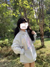 燦圖美式甜美連帽加絨衛(wèi)衣女裝秋冬季小個(gè)子寬松顯瘦休閑長(zhǎng)袖上衣外套 藍(lán)色【加絨】 M 曬單實(shí)拍圖