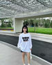 潮牌純棉長(cháng)袖t恤女秋季寬松百搭字母印花慵懶風(fēng)圓領(lǐng)上衣打底衫潮 白色 M 曬單實(shí)拍圖