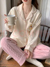 貓人空氣棉夾層睡衣女士2025新款秋冬加絨加厚高級感可外穿家居服套裝 粉白小熊 【輕暖舒適-加厚柔軟】 L 【推薦體重約100-120斤】 曬單實(shí)拍圖