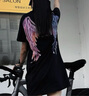BOY LONDON【霓虹光翼】夏女士連衣裙休閑炫彩翅膀甜酷T恤裙W17003 黑色 M 曬單實(shí)拍圖