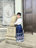 雀棲枝兒童國學(xué)服裝漢服男童女童幼兒中國風(fēng)古裝少兒詩(shī)詞合唱朗誦演出服 【桃花源 升級版男款】藍色直袖＋藍色馬面裙 110 曬單實(shí)拍圖