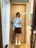 寧雨昔韓系甜美風立體蝴蝶結卡通小羊套頭毛衣女秋冬寬松慵懶軟糯針織衫 藍色 均碼 曬單實拍圖