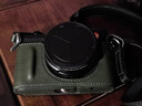 攝侶適用徠卡dlux8手柄保護套LeicaQ3相機包D-LUX8半包便攜q3真皮底座包拍立得sofort2真皮套裝飾配件 D-LUX8復古綠真皮保護套+墊肩牛皮肩帶 曬單實(shí)拍圖