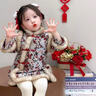 可歆寶貝女小童新年漢服套裝冬季2025新款女寶寶國風(fēng)唐裝小女孩加絨拜年服 圖片色郁金香配包 90碼建議1-2歲（身高80左右） 曬單實(shí)拍圖