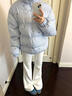 京多夢(mèng)條紋蝴蝶結羽絨棉服女2025冬季新款小個(gè)子面包服加厚保暖百搭棉襖 藍色 均碼 （130斤以?xún)龋?曬單實(shí)拍圖