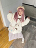 DXOT蝴蝶結白色加厚服女冬季新款甜美寬松學(xué)院風(fēng)加厚棉服外套小個(gè)子潮 米白色 M 曬單實(shí)拍圖