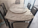 初屋 餐桌 巖板餐桌椅組合現代簡(jiǎn)約伸縮折疊圓桌家用小戶(hù)型實(shí)木飯桌子 黑灰色-意大利灰巖板-實(shí)木椅 1.5m 一桌六椅 曬單實(shí)拍圖
