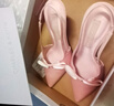 CHARLES&KEITH緞面蝴蝶結尖頭高跟涼鞋女生日禮物CK1-60361556 Light Pink淺粉色 37 曬單實(shí)拍圖