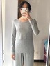 Mom Jane哺乳上衣t恤秋衣孕婦保暖內(nèi)衣莫代爾喂奶內(nèi)搭打底衫春秋款帶胸墊 雅灰色【柔滑莫代爾-帶胸墊】 L 曬單實拍圖