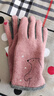 MISMEMO可愛(ài)韓版秋冬季羊毛加絨加厚保暖五指手套分指薄款顯瘦觸屏開(kāi)車(chē)騎車(chē)辦公室學(xué)生寫(xiě)字手套圣誕節 粉色（加絨加厚） 曬單實(shí)拍圖