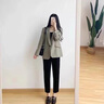 Jret黑色職業(yè)褲女士高腰直筒褲春夏季修身西裝褲女工作褲薄款 黑色 XL 105-115斤 曬單實(shí)拍圖