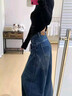 趣米樂(lè )美式復古彎刀闊腿牛仔褲女秋冬季新款潮流小個(gè)子高腰寬松直筒長(cháng)褲 藍色 XL 曬單實(shí)拍圖