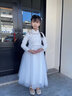 小咔衣濃兒童禮服高端女童公主裙小主持人花童婚紗長(cháng)袖鋼琴演奏演出服秋季 白色20066長(cháng)袖長(cháng)款 130 曬單實(shí)拍圖