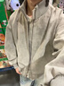魯雅爾美式扎染皮衣外套男裝秋季cleanfit飛行員夾克高街潮流百搭棒球服 灰色 XL 曬單實(shí)拍圖