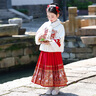 諾佳微淇馬面裙加絨女童套裝中國(guó)風(fēng)兒童漢服裙冬裝新款大童中式玉兔拜年服 上衣+裙子 150碼【推薦身高140左右】 曬單實(shí)拍圖