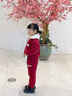 G.DUCKKIDS女寶寶加絨套裝秋冬裝洋氣可愛兒童厚衣服1到2三4五6歲女童兩件套 紅色帶包 100 cm 曬單實拍圖
