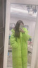 皮爾卡丹（pierre cardin）90白鴨絨過(guò)膝長(cháng)款綠色羽絨服女2024冬裝寬松繭型加絨加厚保暖外套 綠色 S 曬單實(shí)拍圖