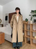 fano studios范洛Fano 2025春季新款復(fù)古經(jīng)典雙排扣風(fēng)衣女系帶廓形外套中長款 卡其黃 S 曬單實(shí)拍圖