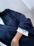 花九卿居士服女佛教衣服中式漢服斜襟領(lǐng)棉麻套裝男女款練功打坐舒適袍 藏青色三件套 XL 建議130-145斤 曬單實(shí)拍圖