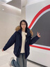 歐迪惠（Oudihui）羽絨棉服女冬季2025年新款連帽羽棉襖絨服女外套小個(gè)子工裝派克服 藏青色 S 曬單實(shí)拍圖