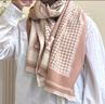 恒源祥羊絨圍巾女2024新款秋冬季高級感披肩兩用韓版百搭加厚保暖圍脖 千鳥(niǎo)格H邊卡其色 曬單實(shí)拍圖