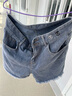 啄木鳥(niǎo)牛仔短褲女2025夏季韓版高腰外穿毛邊寬松顯瘦薄款闊腿褲A字熱褲 9926#藍色 XL 【115-125斤】 曬單實(shí)拍圖