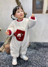 班喜迪嬰兒衣服冬裝嬰幼兒連體衣過年拜年服寶寶喜慶新年禮服外出服冬季 米色 90cm 曬單實(shí)拍圖