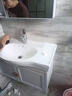 昇琥小戶(hù)型鋁合金浴室柜組合大肚盆小尺寸洗手臺洗臉池迷你窄長(cháng)型面盆 奶油6034大肚盆+鏡片+龍頭五金 曬單實(shí)拍圖