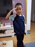 G.DUCKKIDS兒童運(yùn)動(dòng)套裝新款春秋款中大男童秋裝套裝潮洋氣時(shí)髦寬松衛(wèi)衣 藏青色MQ拼接印花套裝 130 CM(建議身高120-130c 曬單實(shí)拍圖