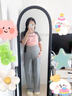 優(yōu)美珍（YOUMEIZHEN）日本孕婦褲子秋款外穿2025新款不勒肚子托腹長(cháng)褲休閑闊腿褲孕婦裝 淺灰色【春秋款】 L（建議體重：110-130斤） 曬單實(shí)拍圖