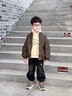 G.DUCKKIDS小黃鴨童裝兒童套裝男童春秋新款一歲寶寶衣服男孩帥氣皮衣兩件套 棕色（皮衣+衛衣） 90 建議80-90cm1歲半-2歲 曬單實(shí)拍圖