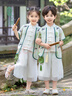 蘇漢唐漢服男童夏款唐裝兒童國風(fēng)套裝中秋演出服 上衣+褲子+掛包 130 曬單實(shí)拍圖
