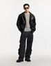 杰克·瓊斯（JACK&JONES）25年男裝秋冬潮流美式街頭風(fēng)重磅PU連帽棉服男仿皮衣短款棉衣外套 黑色E40 L 180 曬單實(shí)拍圖