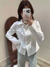 何佳功襯衫女短袖2025年夏季新款襯衣法式小眾設計感氣質(zhì)V領(lǐng)上衣長(cháng)袖 白色（短袖） L 【建議120-134斤】 曬單實(shí)拍圖
