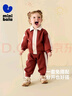迷你巴拉男童女童長(cháng)袖套裝寶寶休閑嬰兒衣服套裝學(xué)院兩件套 焦糖棕51103 100 曬單實(shí)拍圖
