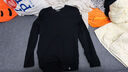 拇指白小T【斷碼清倉】春季圓領(lǐng)長(cháng)袖t恤男女打底衫純棉百搭上衣保暖小白T 磨毛-男款墨黑 M 曬單實(shí)拍圖