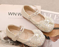 邦帛世公主鞋兒童時(shí)尚百搭亮眼小皮鞋水晶閃亮水鉆女童單鞋子 米色 28 碼（內長(cháng)約17.3cm） 曬單實(shí)拍圖