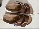 Devo的沃軟木拖鞋女勃肯鞋休閑增高松糕底扣搭厚底百搭一字拖鞋23005 棕色亮面牛皮 37 （建議拍小一碼） 曬單實(shí)拍圖