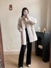 WONST皮毛一體外套女真皮皮衣羊剪絨可可尼白色外套羊羔大衣冬季新綿羊 米白色 S 曬單實(shí)拍圖