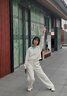 名創(chuàng  )優(yōu)品（MINISO）春秋季套裝女休閑運動(dòng)潮流女裝連帽開(kāi)衫衛衣闊腿褲兩件套韓系穿搭 【春秋款】奶白(甜品熊)+奶白 M 160 (新一代升級工藝) 曬單實(shí)拍圖