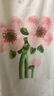 edition【抗菌】花朵印花白色T恤女新款純棉寬松短袖上衣打底衫 漂白色 S/160 曬單實拍圖