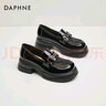 達(dá)芙妮（DAPHNE）七夕樂(lè)福鞋女小皮鞋新款英倫風(fēng)網(wǎng)面透氣通勤單鞋 黑色 5cm 38 (240mm) 標(biāo)準(zhǔn)碼 曬單實(shí)拍圖