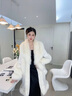 她芙（tafu）品牌女裝狐貍毛皮草外套女中長(cháng)款2025冬季新款皮毛一體麂皮絨大衣 奶白色 M 100-118斤 曬單實(shí)拍圖